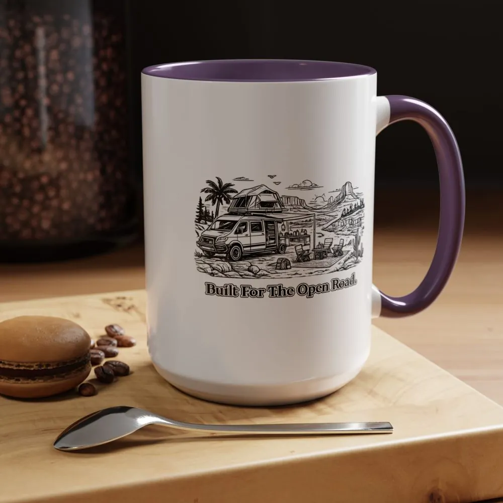 Accent Coffee Mug (11, 15oz) — "Built For The Open Road" Design Minimal-Line