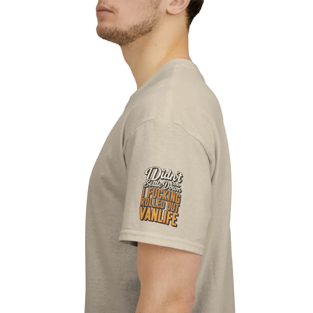 Unisex Heavy Cotton Tee — "Dind´t Settle Down" Design F**K-Line