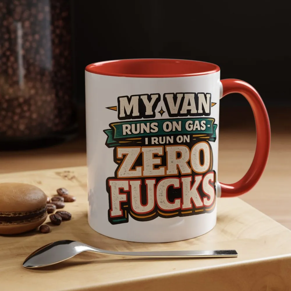 Accent Coffee Mug (11, 15oz) — "My Van Runs On Gas" Design F**K-Line