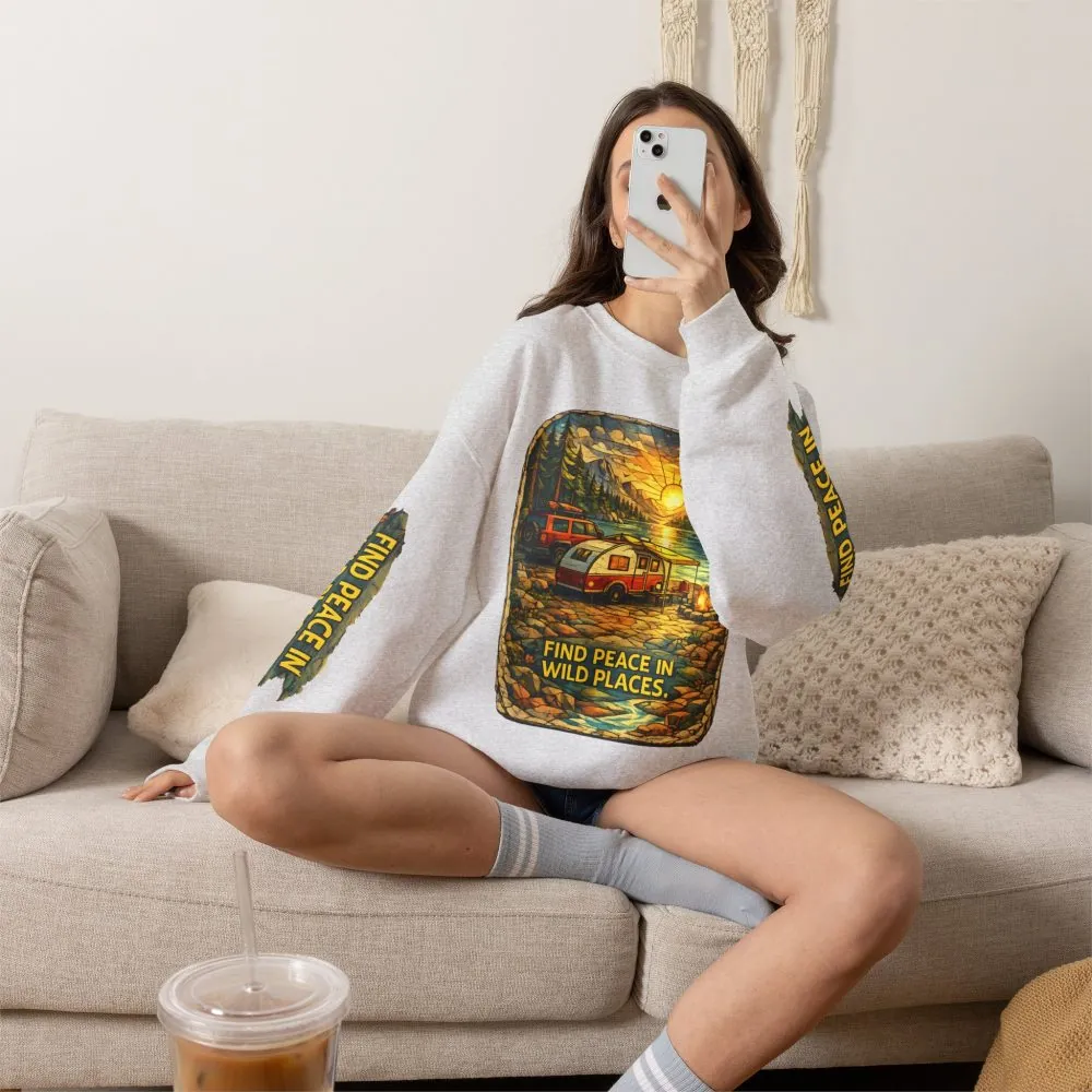 14362568634491834625_2048.jpeg Unisex Heavy Blend™ Crewneck Sweatshirt — "Find Peace In Wild Places" Design Cubic-Line