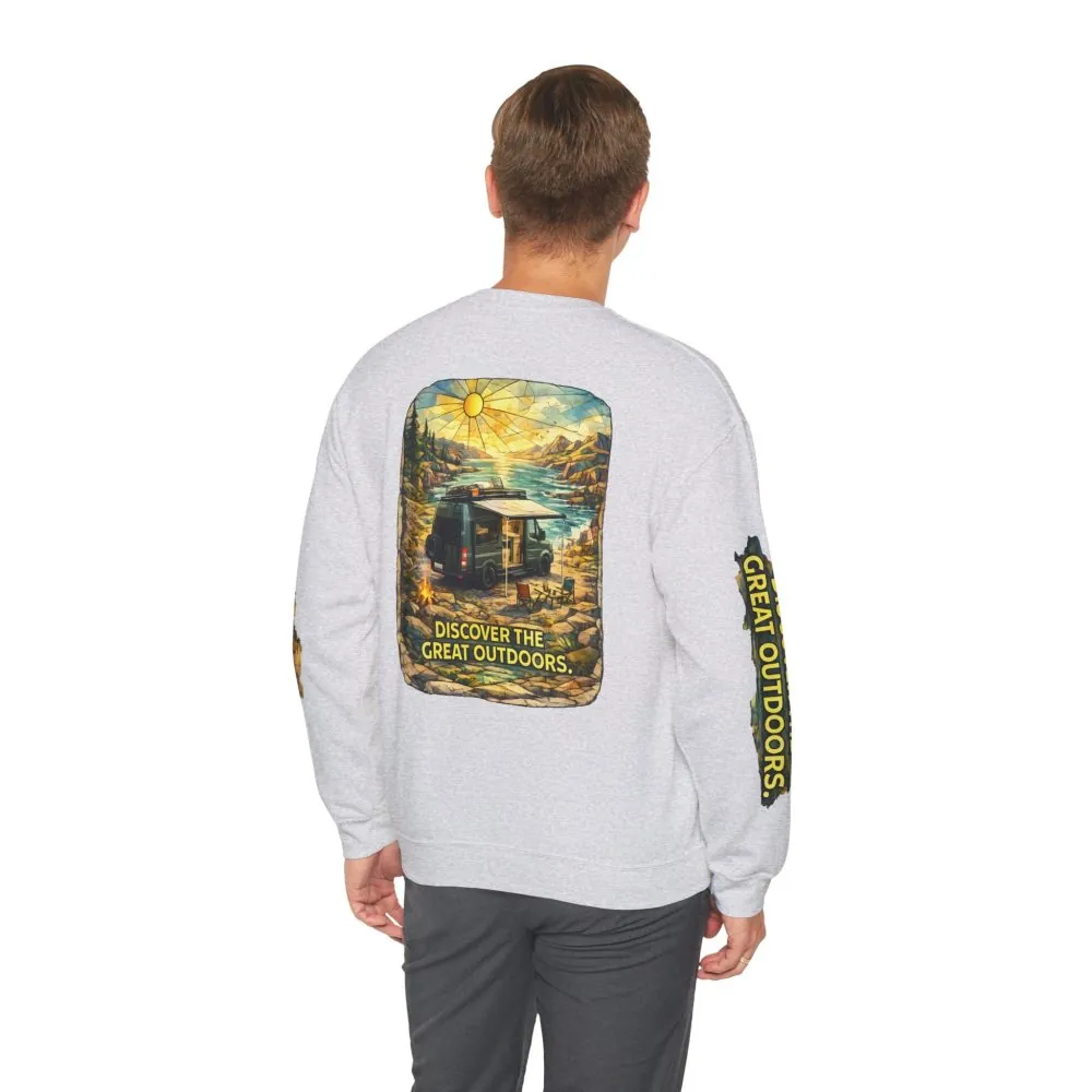 14375270809215739455_2048.jpeg Unisex Heavy Blend™ Crewneck Sweatshirt — "Discover The Great Outdoors" Design Cubic-Line