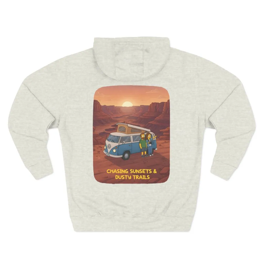 1437684792727673605_2048.jpeg Three-Panel Fleece Hoodie - "Chasing Sunsets And Dusty Trails" Design Sitcom-Line