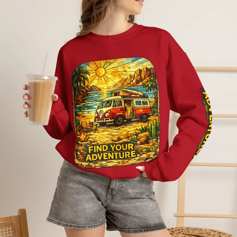 14390137318972461743_2048.jpeg Unisex Heavy Blend™ Crewneck Sweatshirt — "Find Your Adventure" Design Cubic-Line