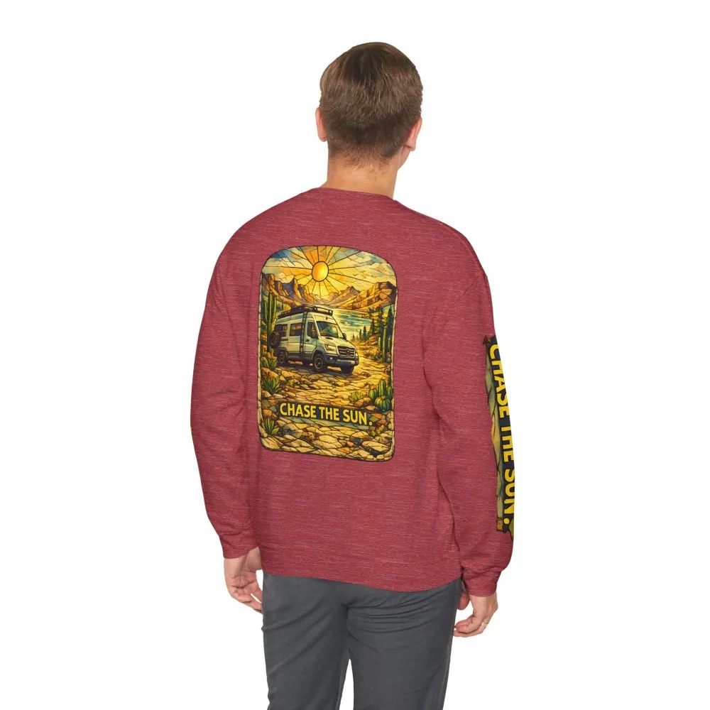 14410061324965483134_2048.jpeg Unisex Heavy Blend™ Crewneck Sweatshirt — "Chase The Sun" Design Cubic-Line