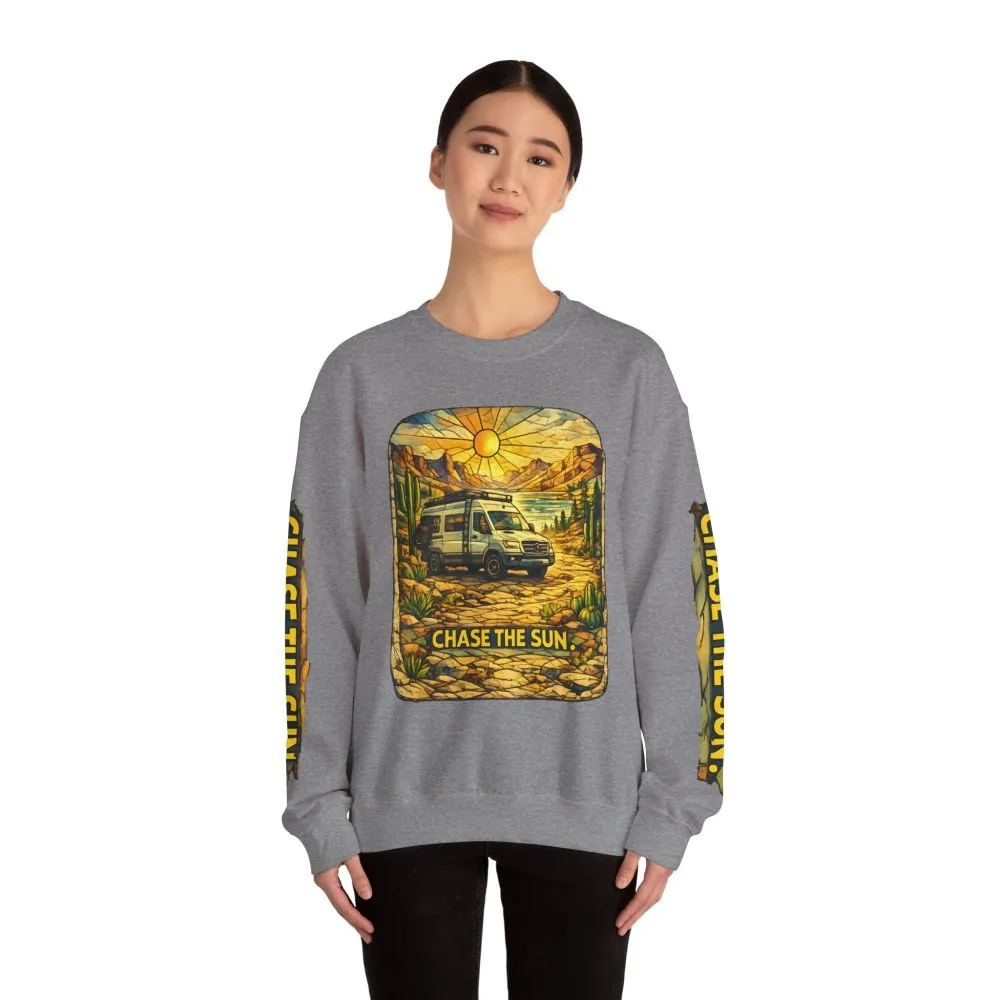 1441025979861030915_2048.jpeg Unisex Heavy Blend™ Crewneck Sweatshirt — "Chase The Sun" Design Cubic-Line