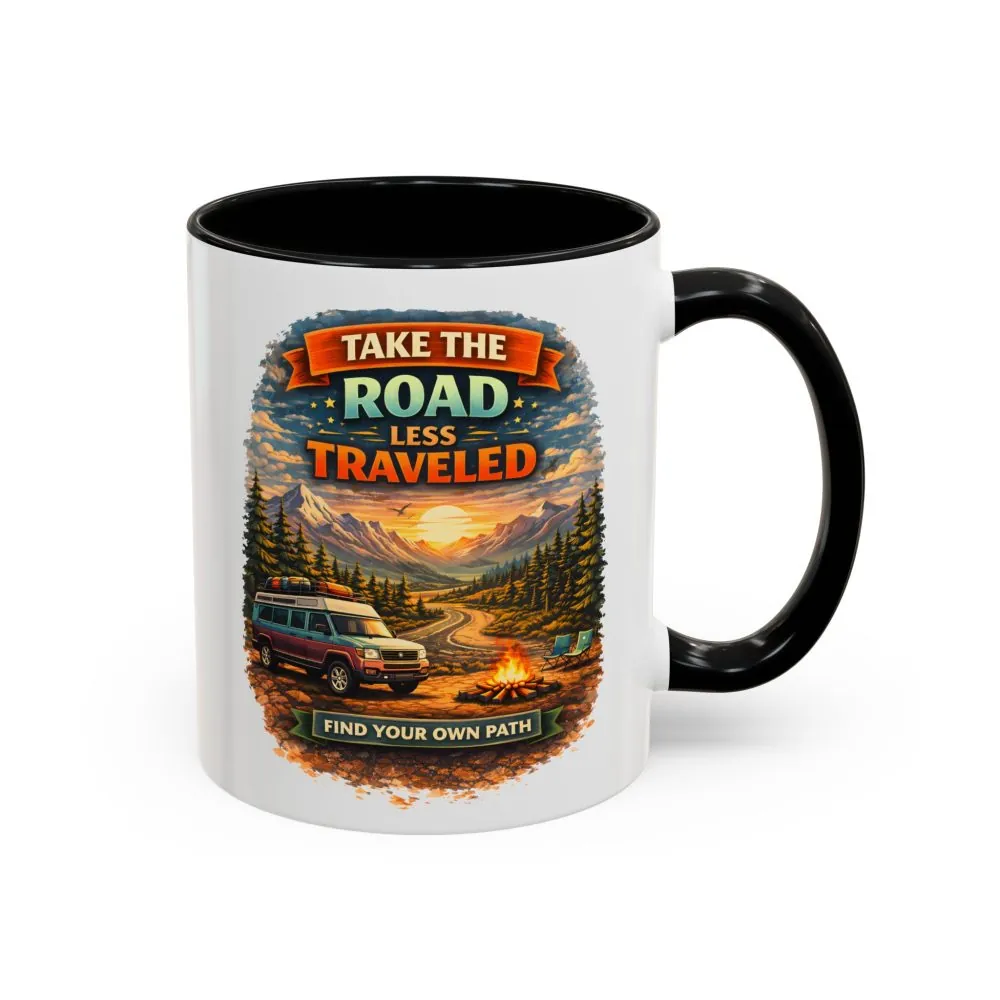 14411139800467178936_2048.jpeg Accent Coffee Mug (11, 15oz) — "Take The Road Less Traveled" Design Scenic-Line
