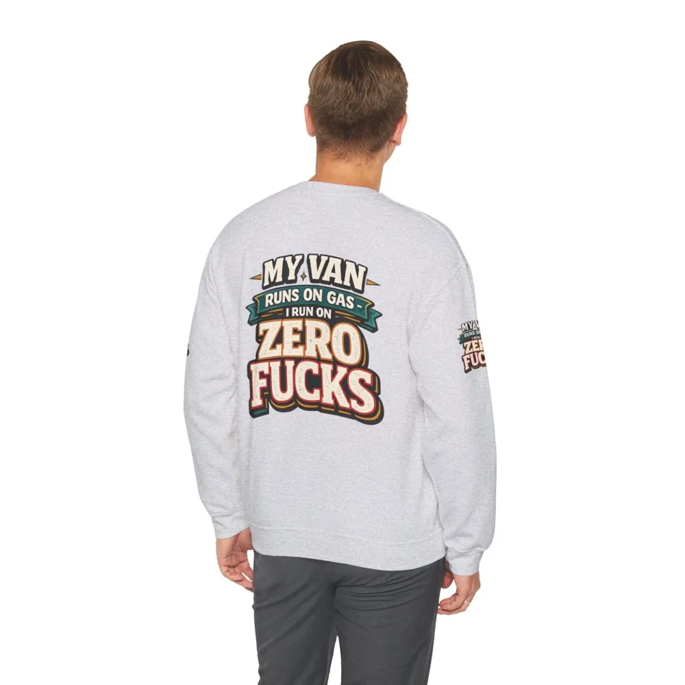 Unisex Heavy Blend™ Crewneck Sweatshirt — "My Van Runs On Gas" Design F**K-Line