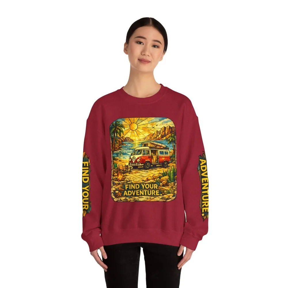 14433069402823524695_2048.jpeg Unisex Heavy Blend™ Crewneck Sweatshirt — "Find Your Adventure" Design Cubic-Line