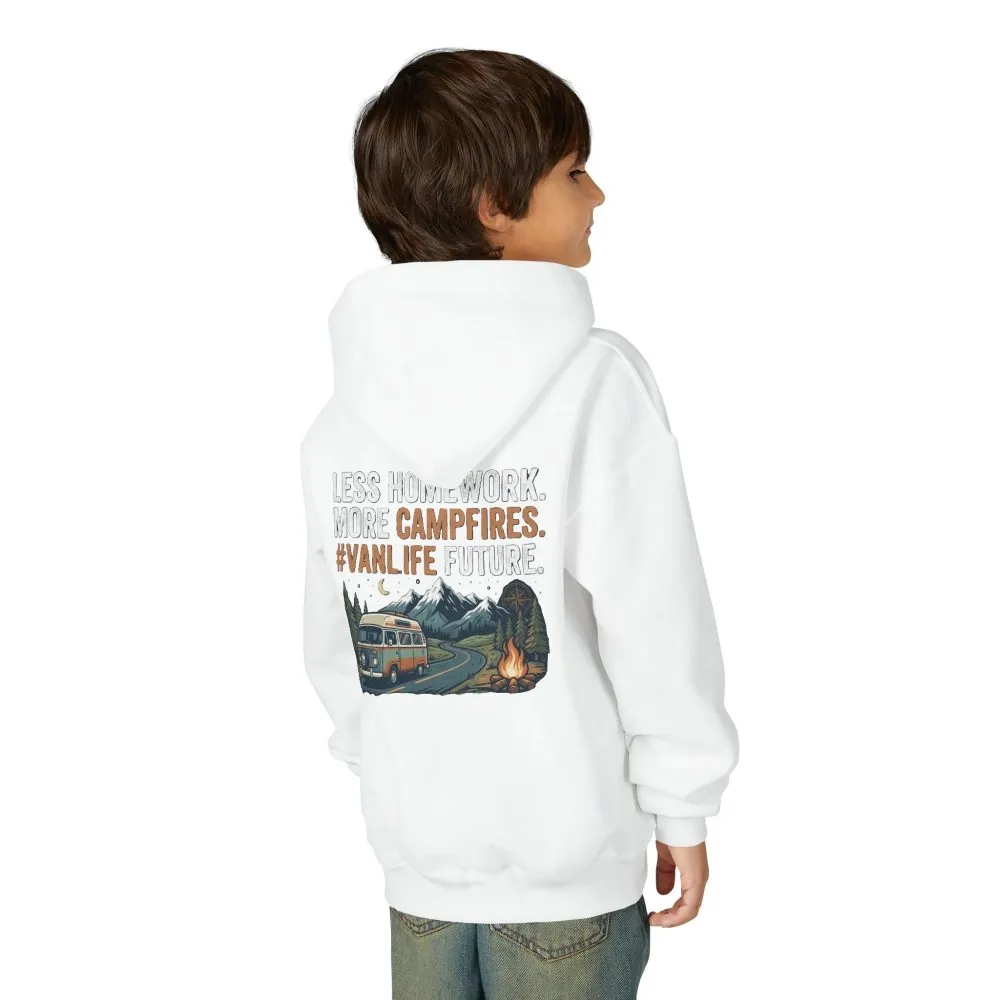 14438512198730934284_2048.jpeg Youth Hoodie(Gildan) – Less Worry, More Campfires #VanLife Adventure Pullover