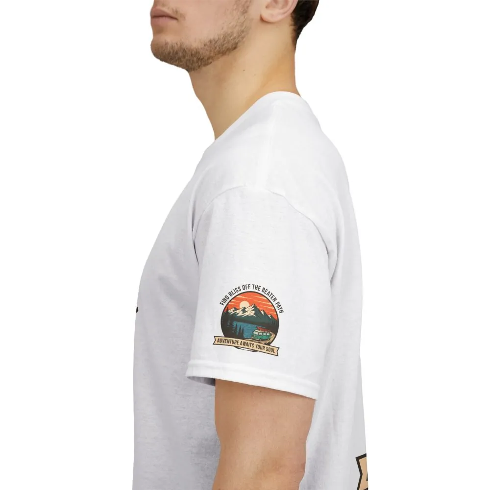 Unisex Heavy Cotton Tee — "Find Bliss Off the Beaten Path" Mountain & Camper T‑Shirt