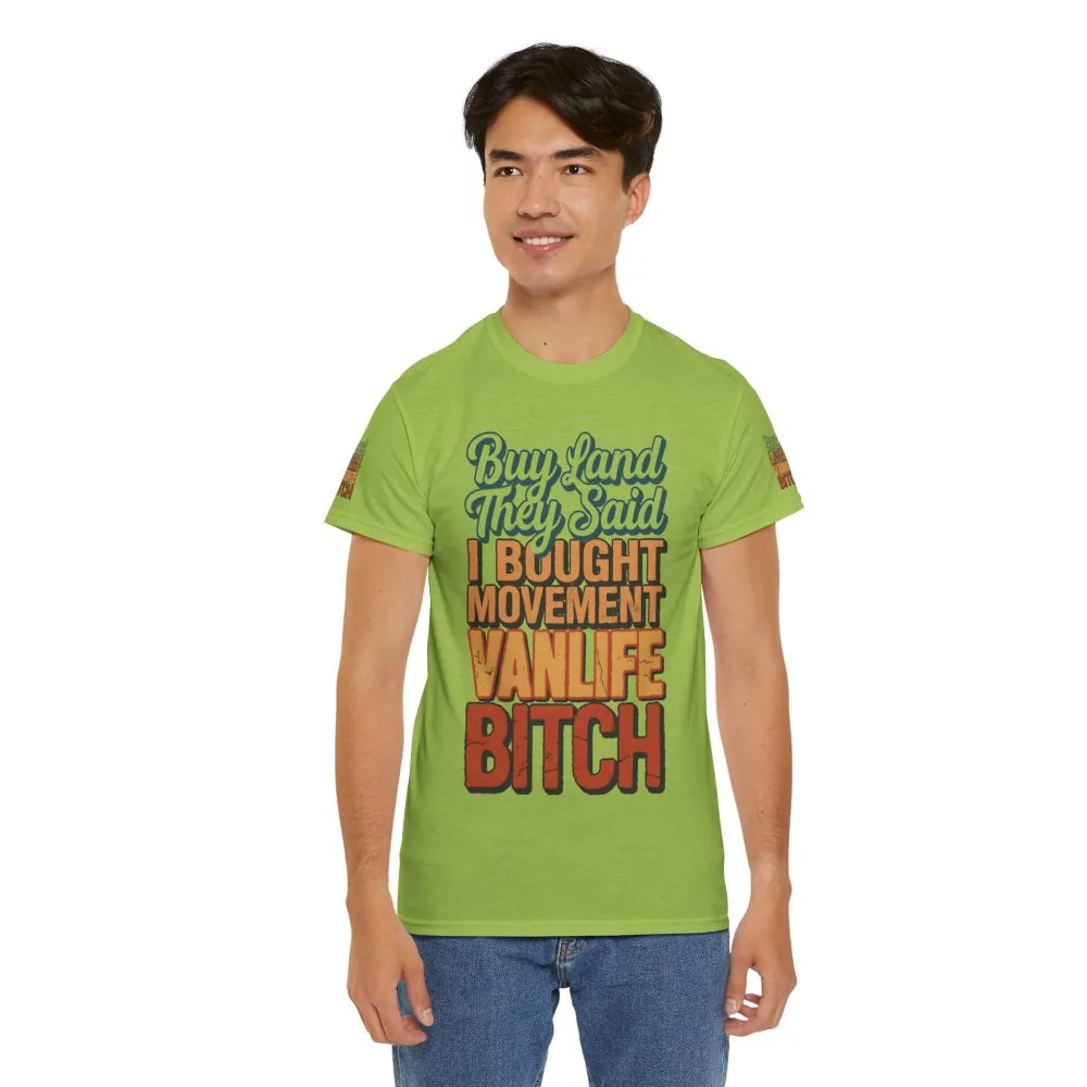 Unisex Heavy Cotton Tee — "Buy Land They Said" Design F**K-Line