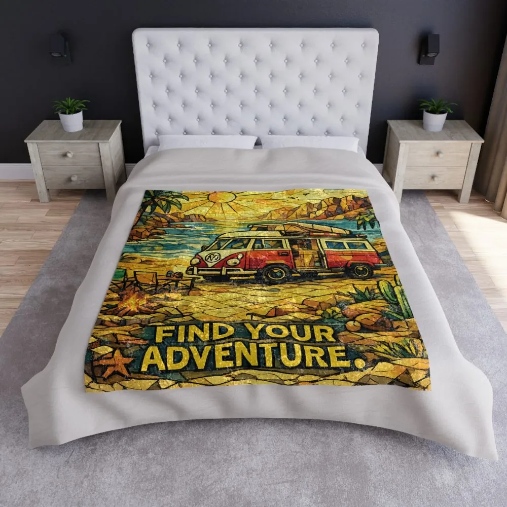 14451149907254441423_2048.jpeg Crushed Velvet Blanket —"Find Your Adventure" Design Cubic-Line (Campervan)