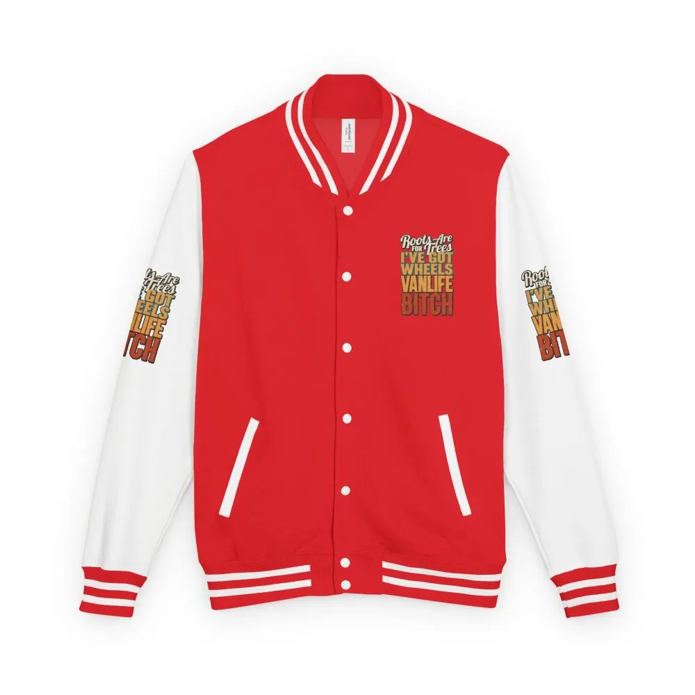 14473907777359918908_2048.jpeg Unisex Heavyweight Letterman Jacket — "Roots Are For Trees" Design F**K-Line