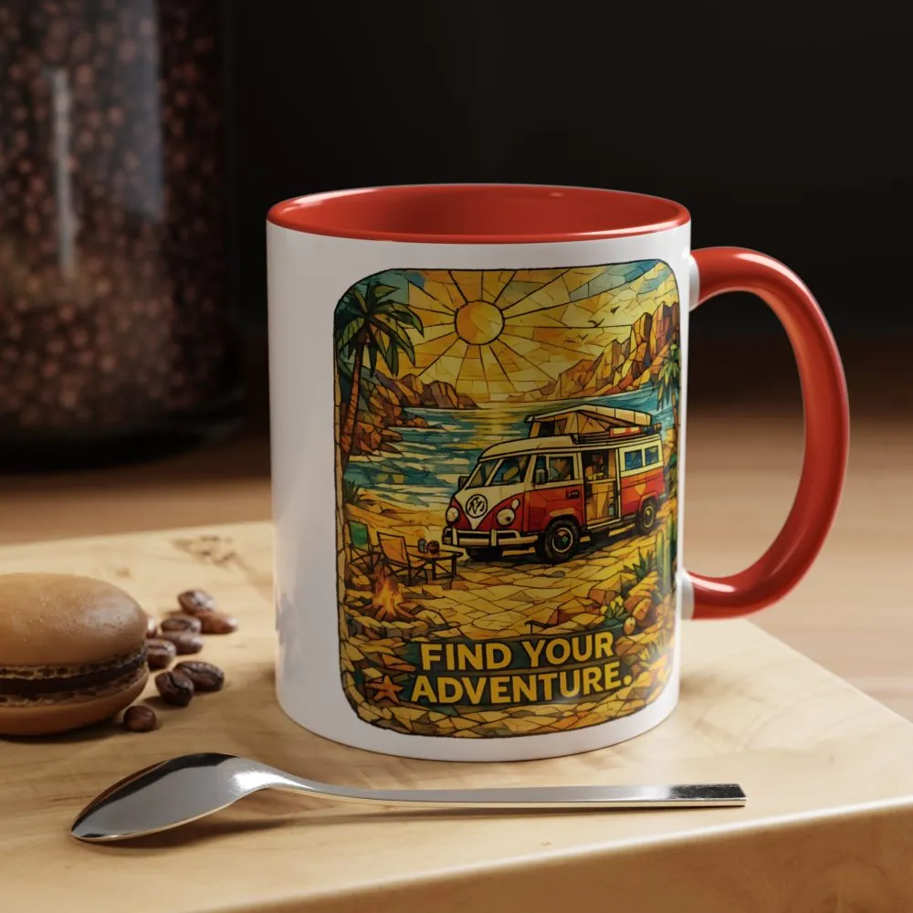 14492010879499291345_2048.jpeg Accent Coffee Mug (11, 15oz) — ""Find Your Adventure"" Design Cubic-Line