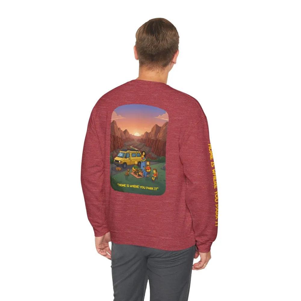 14493574277275170828_2048.jpeg Unisex Heavy Blend™ Crewneck Sweatshirt — "Home Is Where You Park It" Design Sitcom-Line