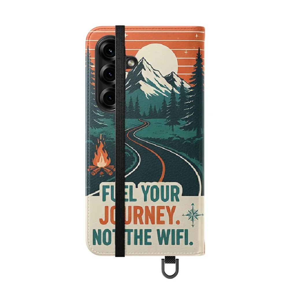 Flip Phone Case — "Adventure Awaits, Fuel Your Journey, Not the WiFi" Wallet Cover