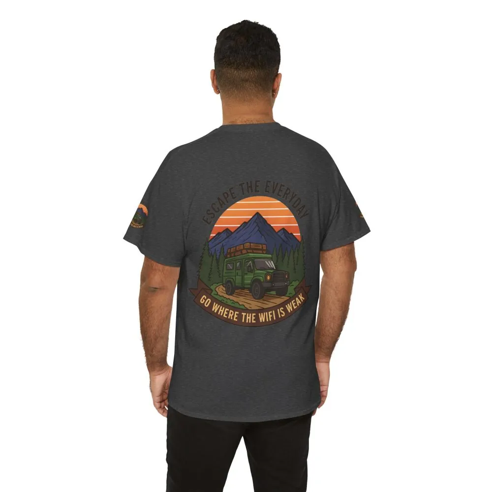 14521493438969008008_2048.jpeg Unisex Heavy Cotton Tee — "Go Where the WiFi Is Weak" Adventure Shirt
