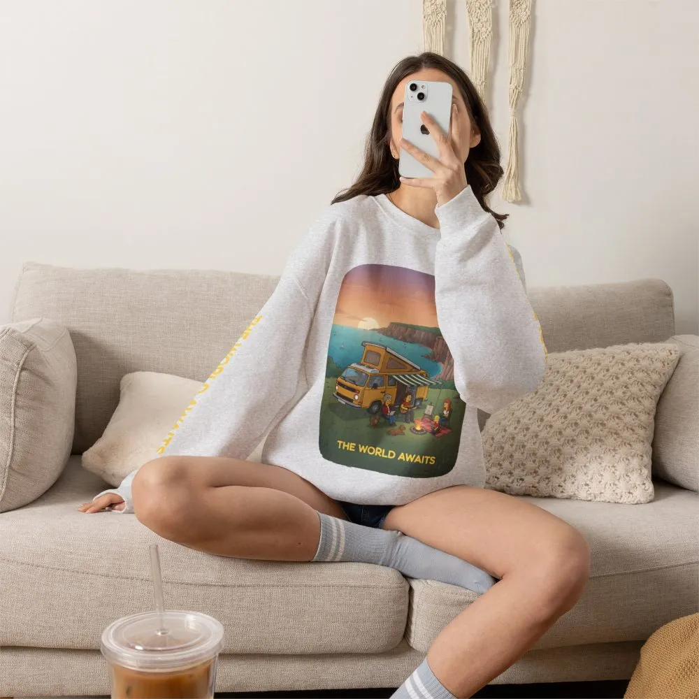 14525487609767798845_2048.jpeg Unisex Heavy Blend™ Crewneck Sweatshirt — "The World Awaits" Design Sitcom-Line