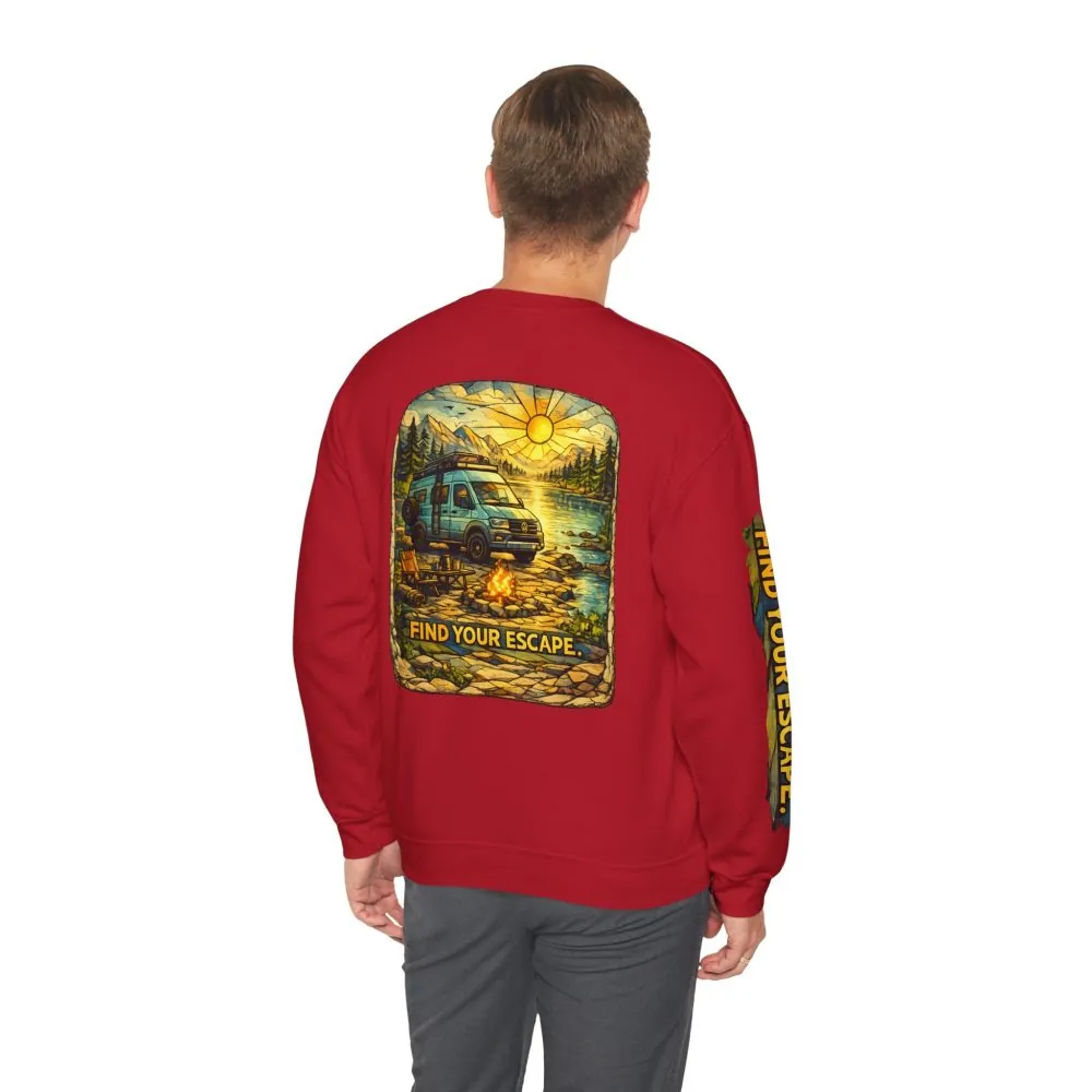 14527571736545280267_2048.jpeg Unisex Heavy Blend™ Crewneck Sweatshirt — "Find Your Escape" Design Cubic-Line