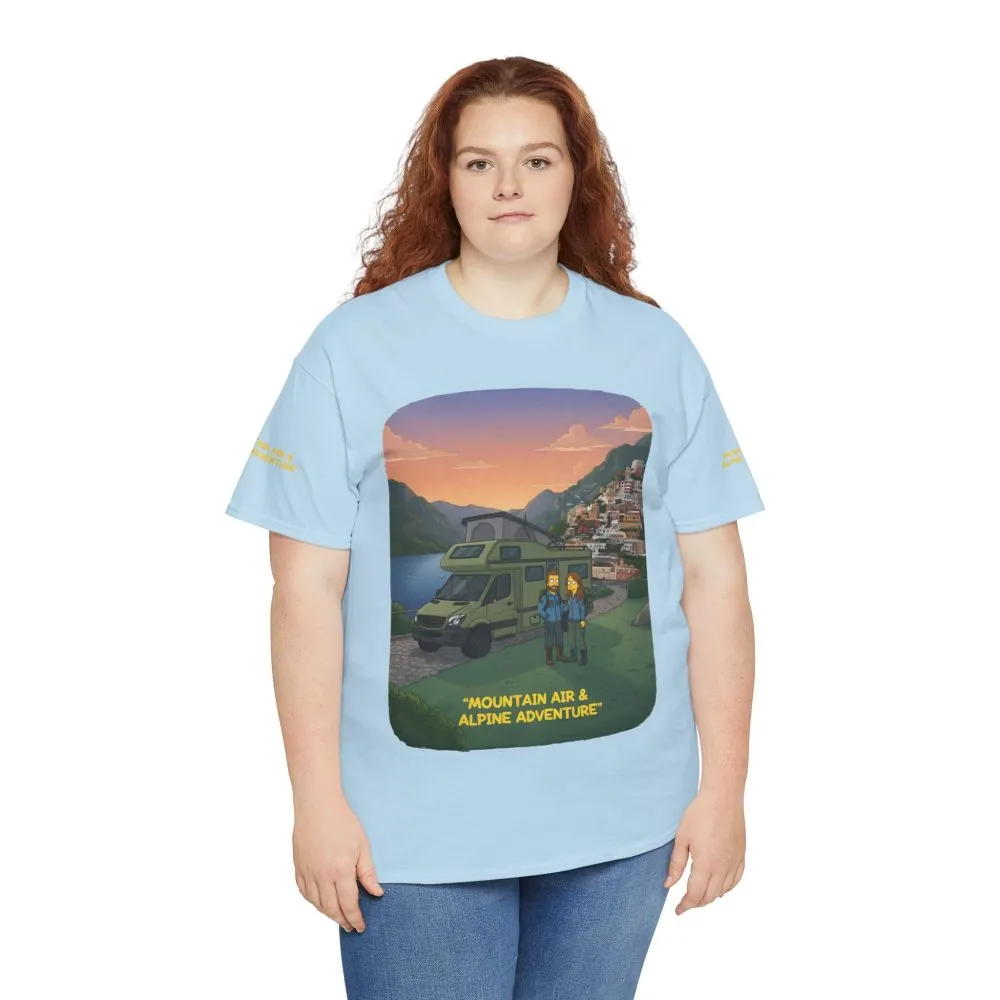 14528580057855208690_2048.jpeg Unisex Heavy Cotton Tee — "Mountain Air And Alpine Adventure" Design Sitcom-Line