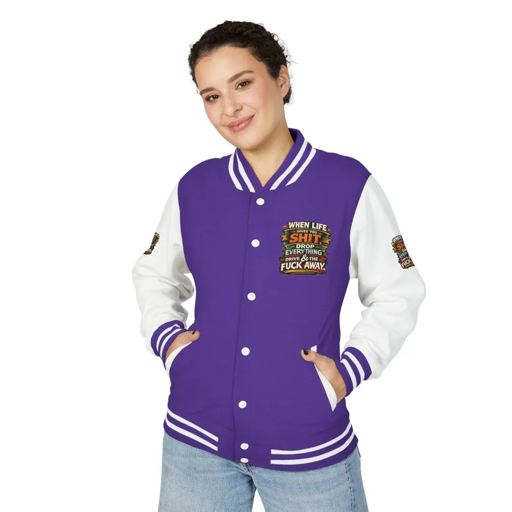 14531566545873365856_2048.jpeg Unisex Heavyweight Letterman Jacket — "When Live Gives You Shit" Design F**K-Line