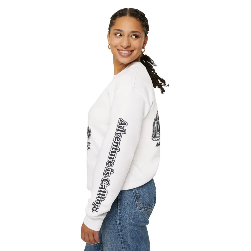 14532597173181416272_2048.jpeg Unisex Heavy Blend™ Crewneck Sweatshirt — "Adventure Is Calling" Design Minimal-Line