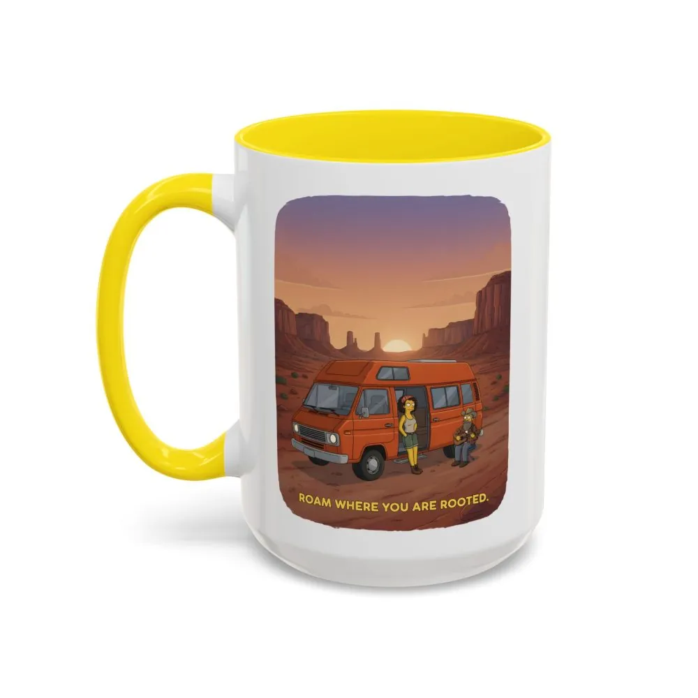 Accent Coffee Mug (11, 15oz) — "Roam Where You Are Rooted" Design Sitcom-Line