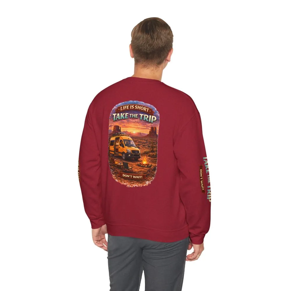 14552350723537284443_2048.jpeg Unisex Heavy Blend™ Crewneck Sweatshirt — "Live Is Short Take The Trip" Design Scenic-Line