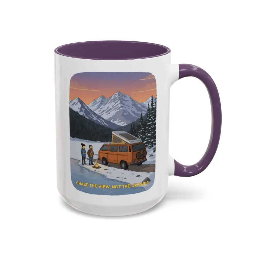 Accent Coffee Mug (11, 15oz) — "Chase The Views-Not The Crowds"" Design Sitcom-Line