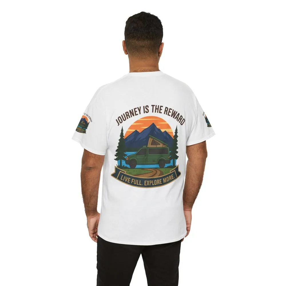 14563742173781187311_2048.jpeg Unisex Heavy Cotton Tee — "Journey Is The Reward Tee" Adventure Camper Van Graphic T-Shirt