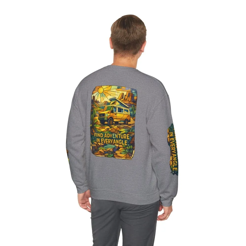 14567786665071402610_2048.jpeg Unisex Heavy Blend™ Crewneck Sweatshirt — "Find Adventure In Every Corner" Design Cubic-Line