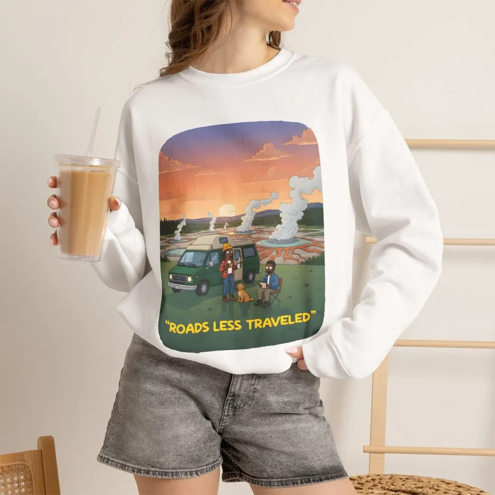 14577167110238495428_2048.jpeg Unisex Heavy Blend™ Crewneck Sweatshirt — "Roads Less Traveled" Design Sitcom-Line