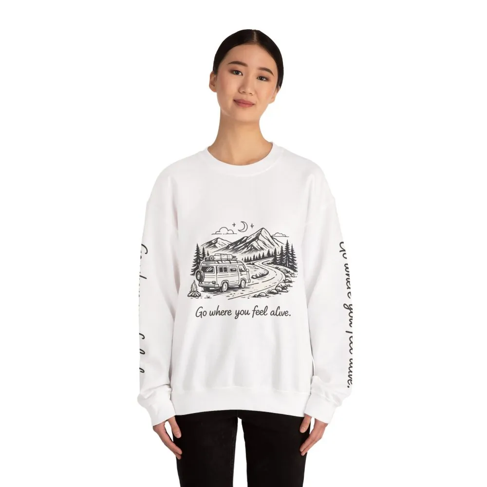 14589668209467450831_2048.jpeg Unisex Heavy Blend™ Crewneck Sweatshirt — "Go Where You Feel Alive" Design Minimal-Line