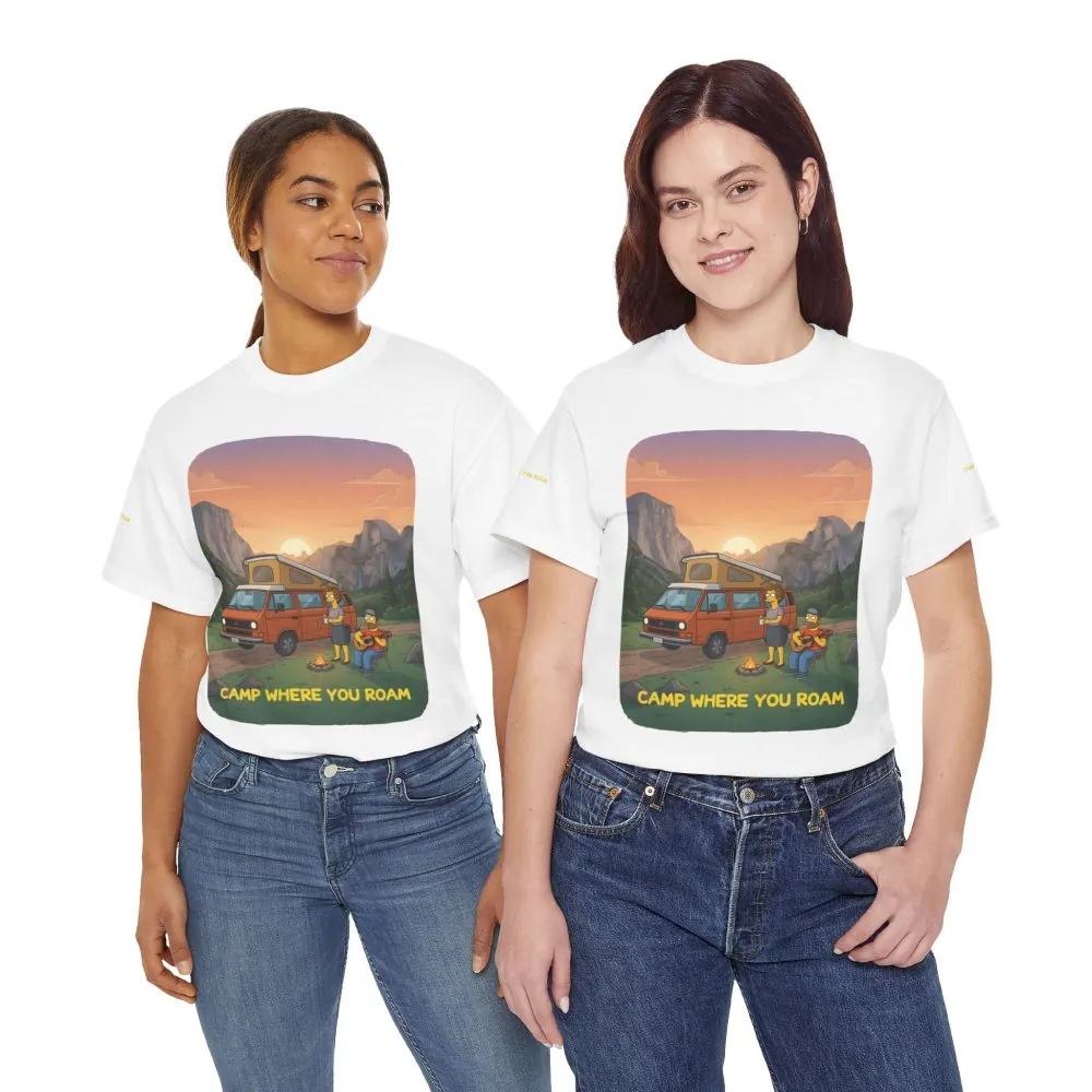 Unisex Heavy Cotton Tee — "Camp Where You Roam" Design Sitcom-Line