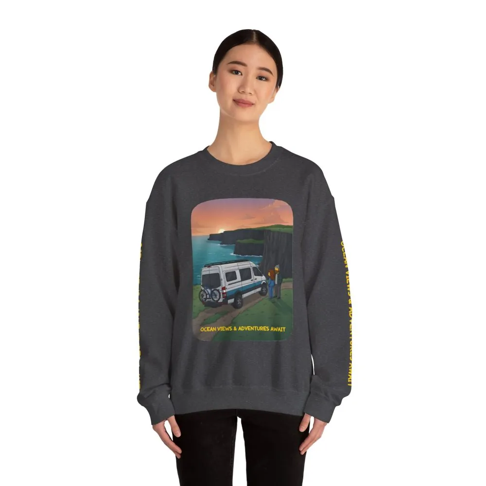 14621186986539540815_2048.jpeg Unisex Heavy Blend™ Crewneck Sweatshirt — "Ocean Views-Adventures Awaits" Design Sitcom-Line