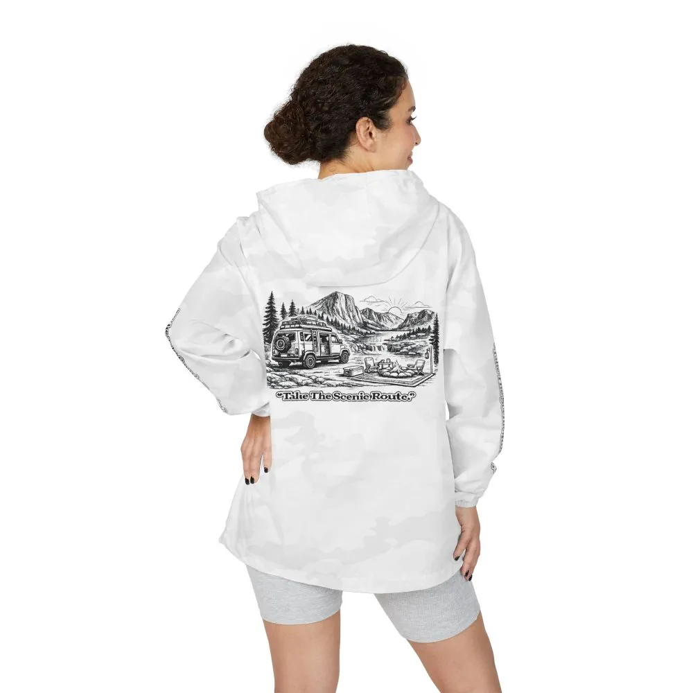 14625091659225147760_2048.jpeg Unisex Full-Zip Windbreaker Jacket — "Take The Scenic Route" (Design "Minimal-Line")