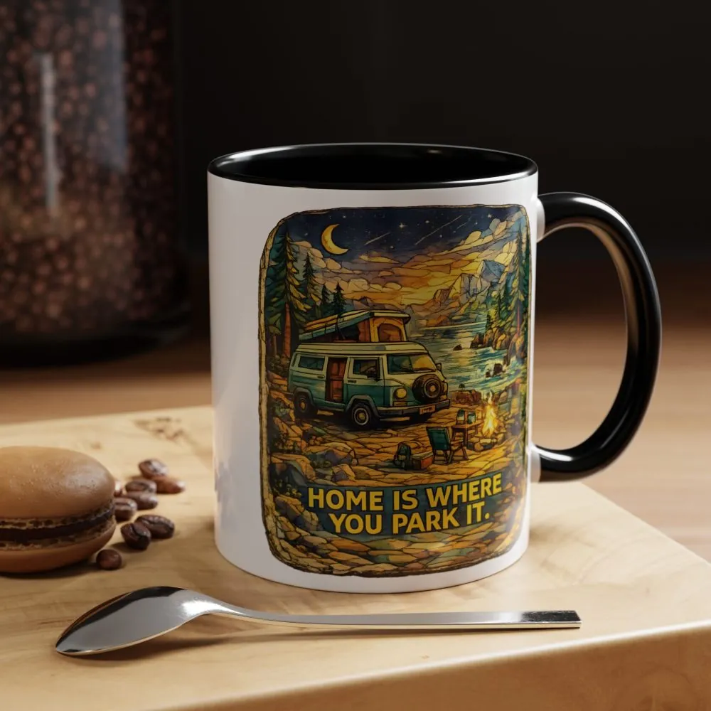 146289036302553984_2048.jpeg Accent Coffee Mug (11, 15oz) — "Home Is Where You Park It" Design Cubic-Line