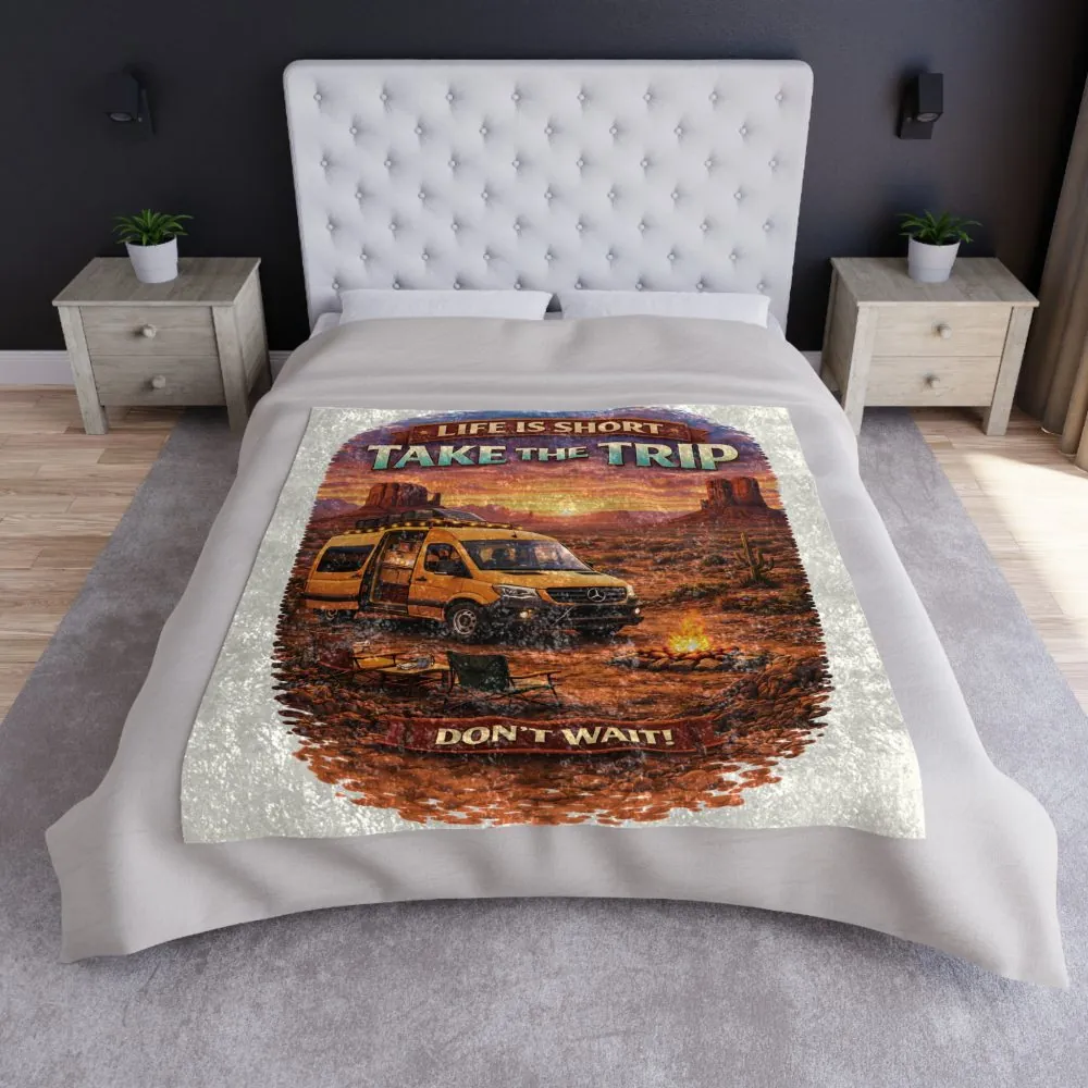 14630110362935420106_2048.jpeg Crushed Velvet Blanket —"Live Is Short Take The Trip" Design Scenic-Line (Campervan)
