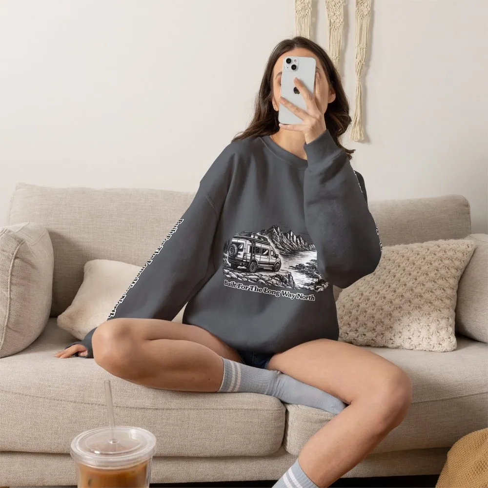 14635503351223795417_2048.jpeg Unisex Heavy Blend™ Crewneck Sweatshirt — "Built For The Long Way North" Design Minimal-Line