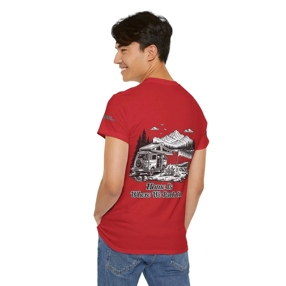 14639209037884086052_2048.jpeg Unisex Heavy Cotton Tee — "Home Is Where You Park It" Design Minimal-Line