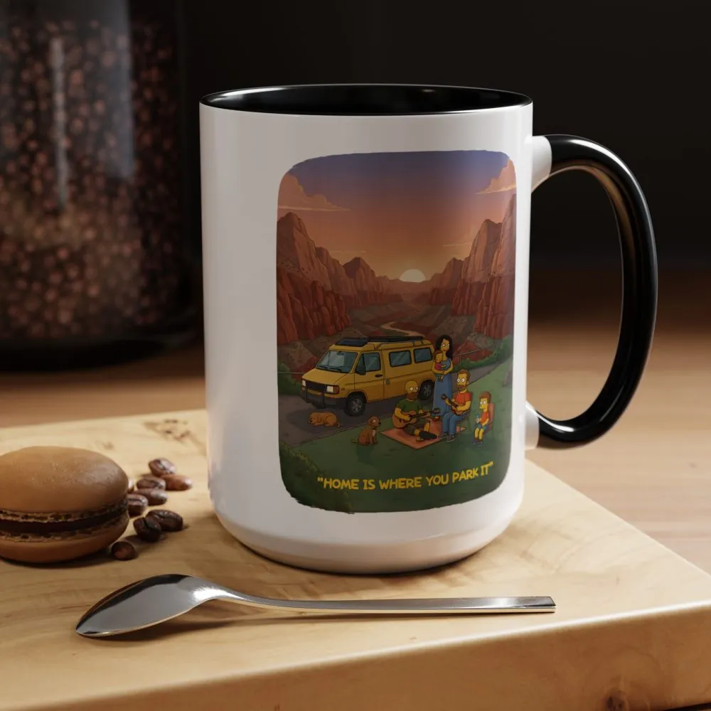 Accent Coffee Mug (11, 15oz) — "Home Is Where You Park It" Design Sitcom-Line