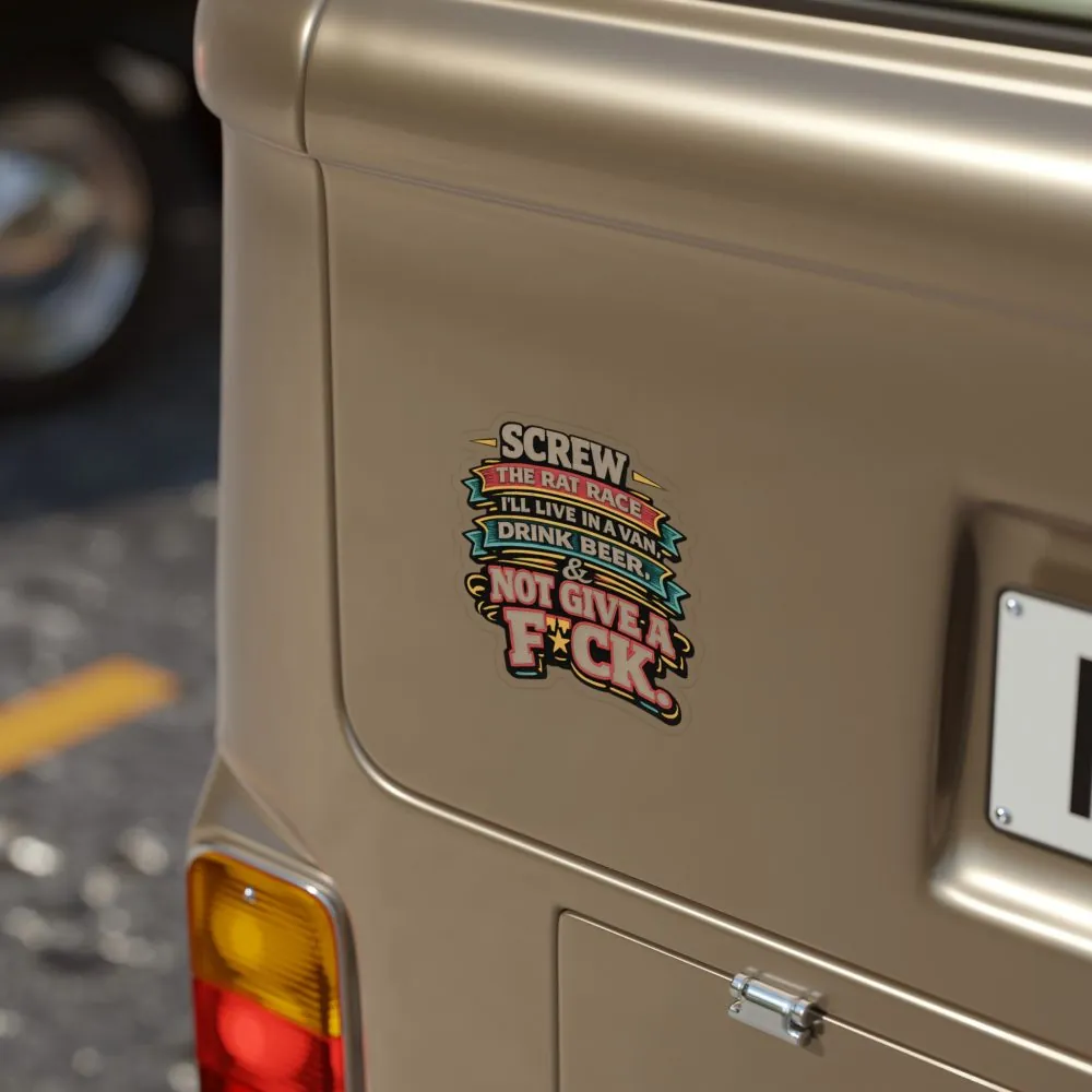 Transparent Outdoor Stickers – "Screw The Rat Race" Design F**K-Line