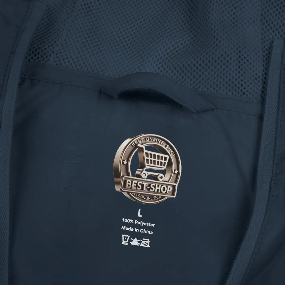 Unisex Full-Zip Windbreaker Jacket — "Adventure Begins Where Roads End" (Design "Minimal-Line")