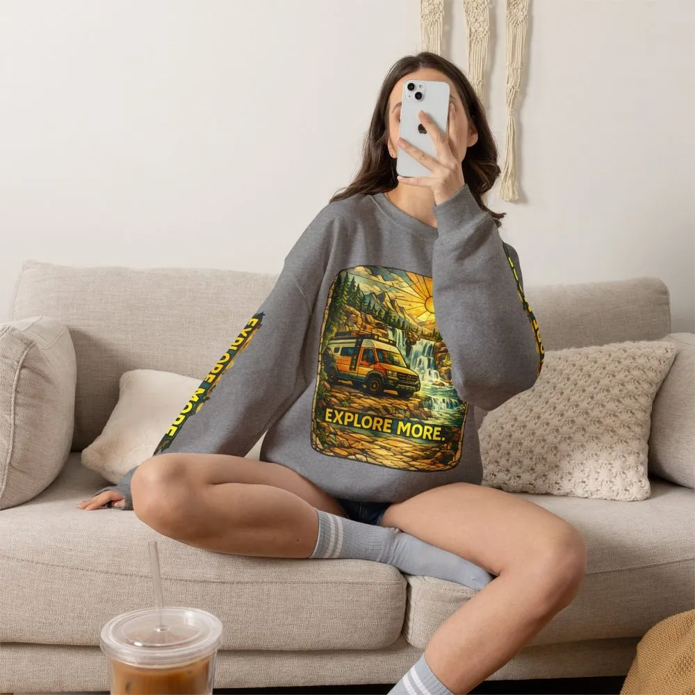 Unisex Heavy Blend™ Crewneck Sweatshirt — "Explore More" Design Cubic-Line