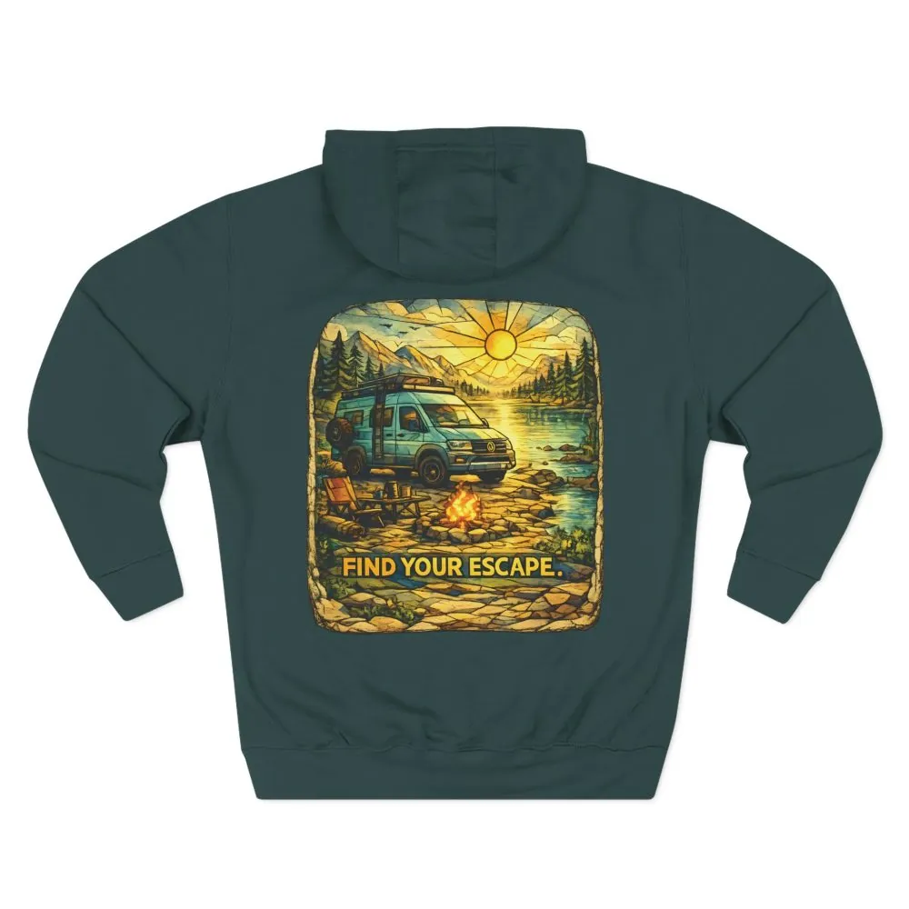 14688270443422756084_2048.jpeg Three-Panel Fleece Hoodie - "Find Your Escape" Design Cubic-Line
