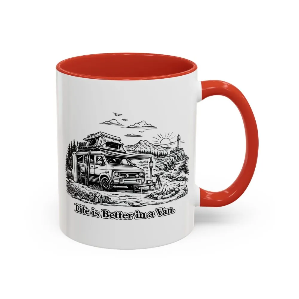 Accent Coffee Mug (11, 15oz) — "Life Is Better In A Van" Design Minimal-Line