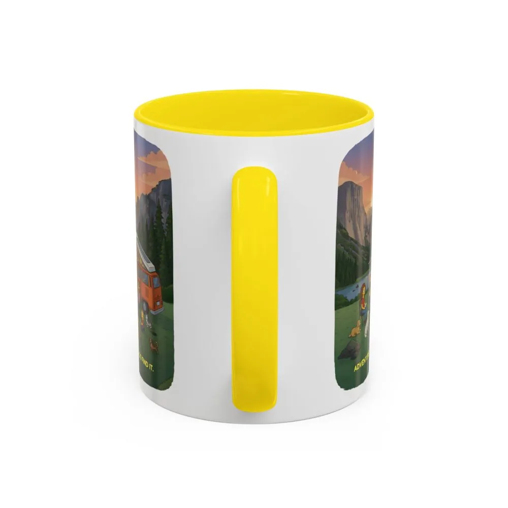 Accent Coffee Mug (11, 15oz) — "Adventure Awaits-Go Find It"" Design Sitcom-Line