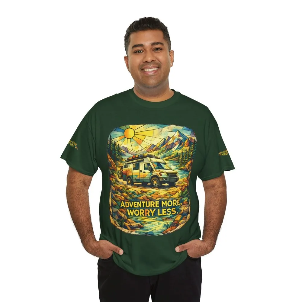 14711407915438558345_2048.jpeg Unisex Heavy Cotton Tee — "Adventure More Worry Less" Design Cubic-Line