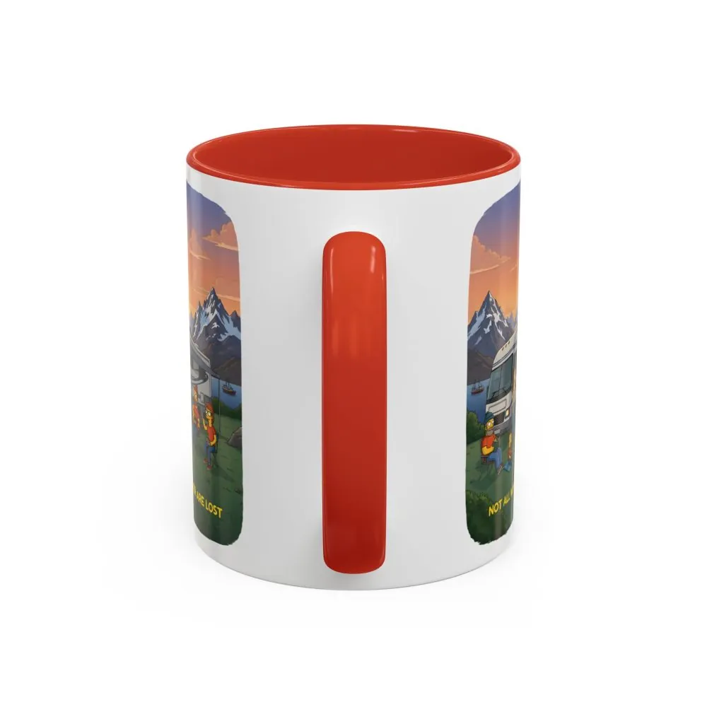Accent Coffee Mug (11, 15oz) — "Not All Who Wander Are Lost" Design Sitcom-Line