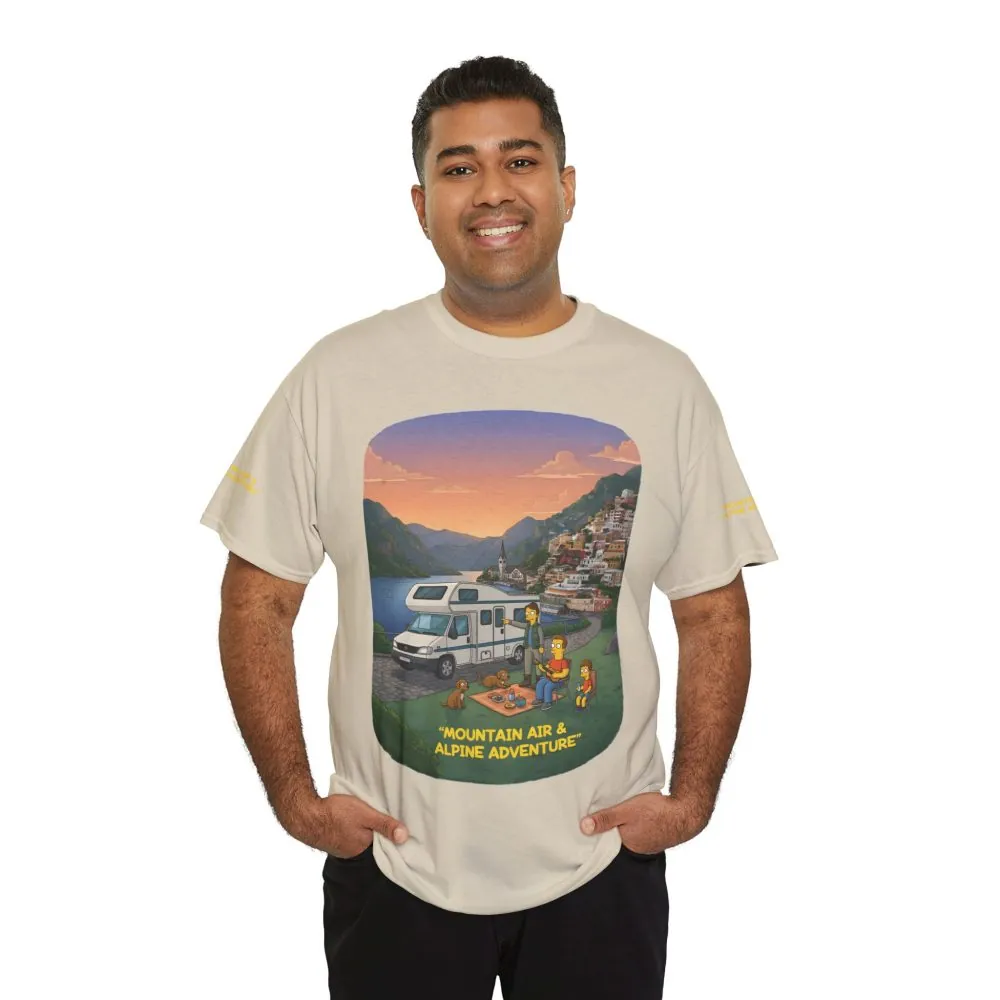 Unisex Heavy Cotton Tee — "Mountain Air-Alpine Adventure" Design Sitcom-Line